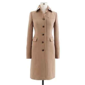 J CREW Metro Lady Day Coat Classic Tan Camel Double Cloth Thinsulate 2 Petite